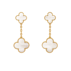Van Cleef & Arpels Magic Alhambra Earrings 2 Motifs Mother-Of-Pearl 18K Yellow Gold