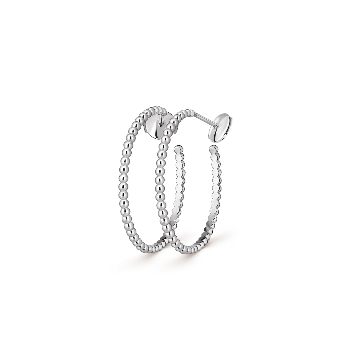 Van Cleef & Arpels Perlée Pearls Of Gold Hoop Small Earrings 18K White Gold