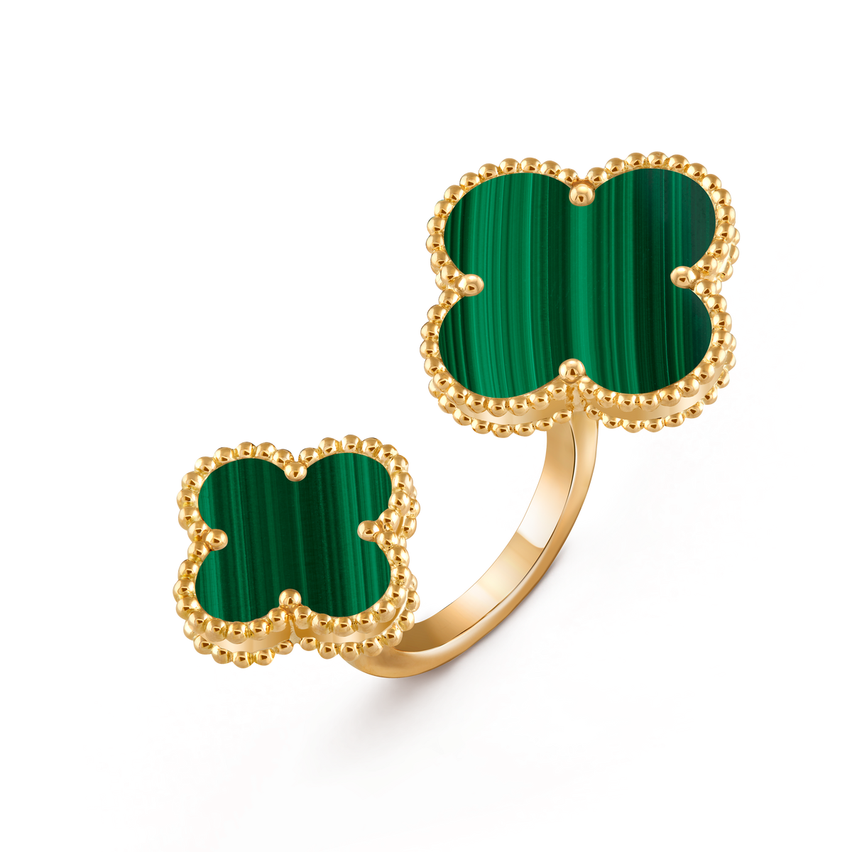 Van Cleef & Arpels Magic Alhambra Malachite Between the Finger Ring 18K Yellow Gold