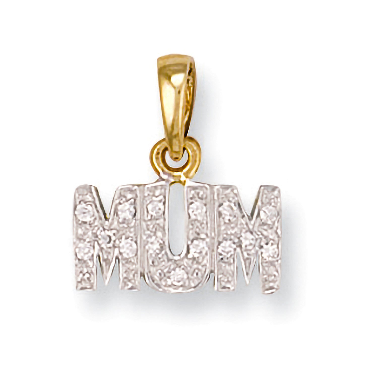 Yellow Gold Cubic Zirconia Mum Pendant - 9ct Gold