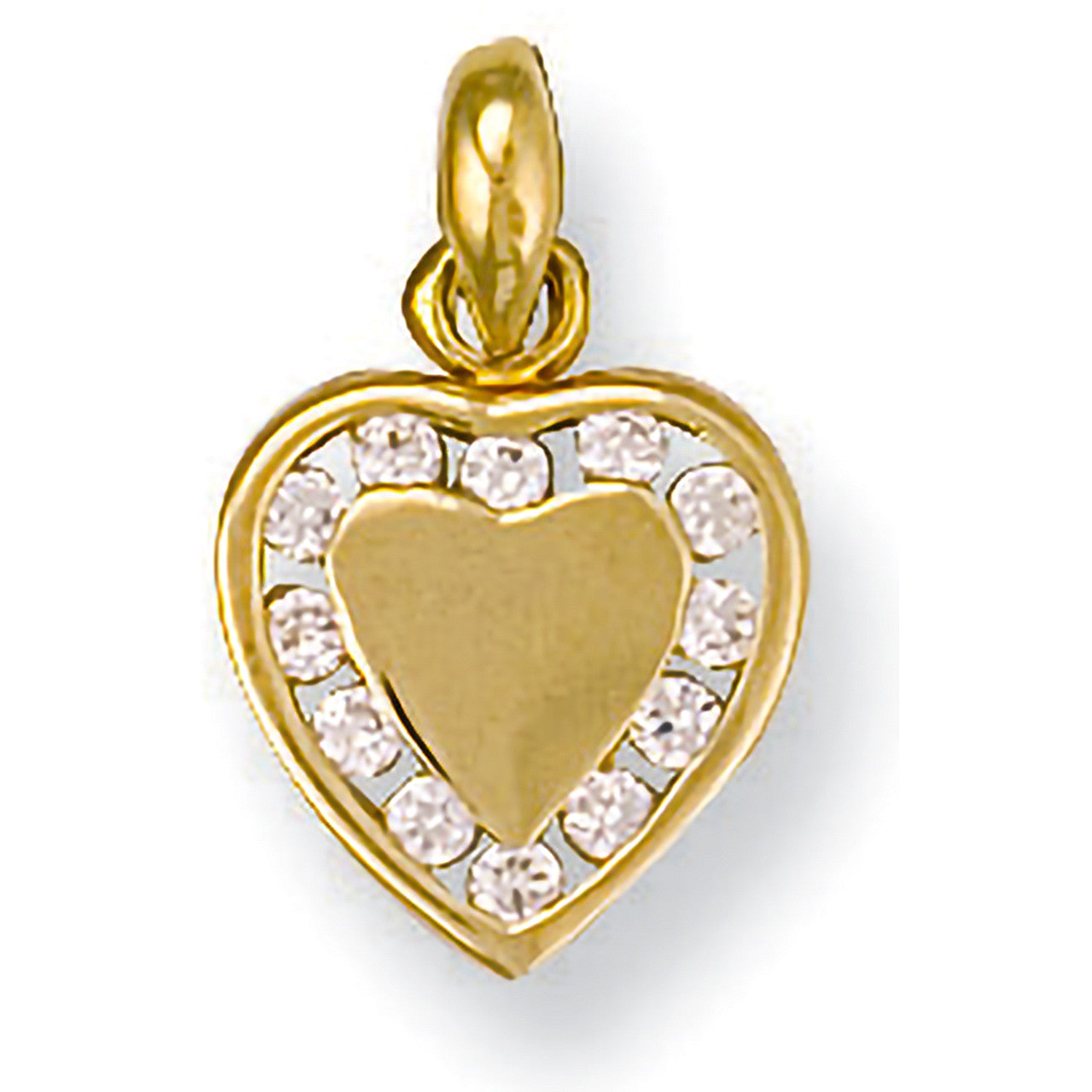 Yellow Gold Cubic Zirconia Heart Pendant - 9ct Gold