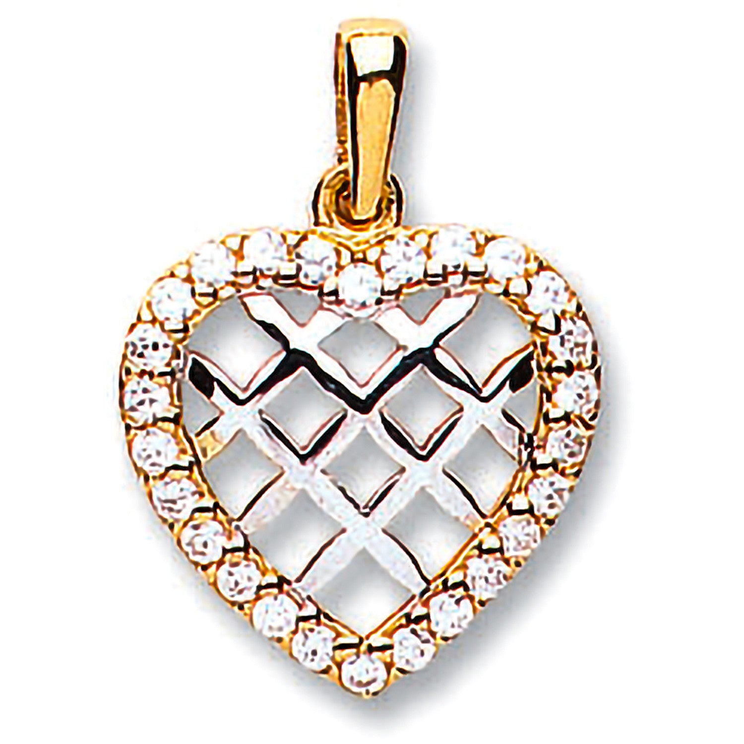 Yellow Gold Cubic Zirconia Heart Pendant - 9ct Gold