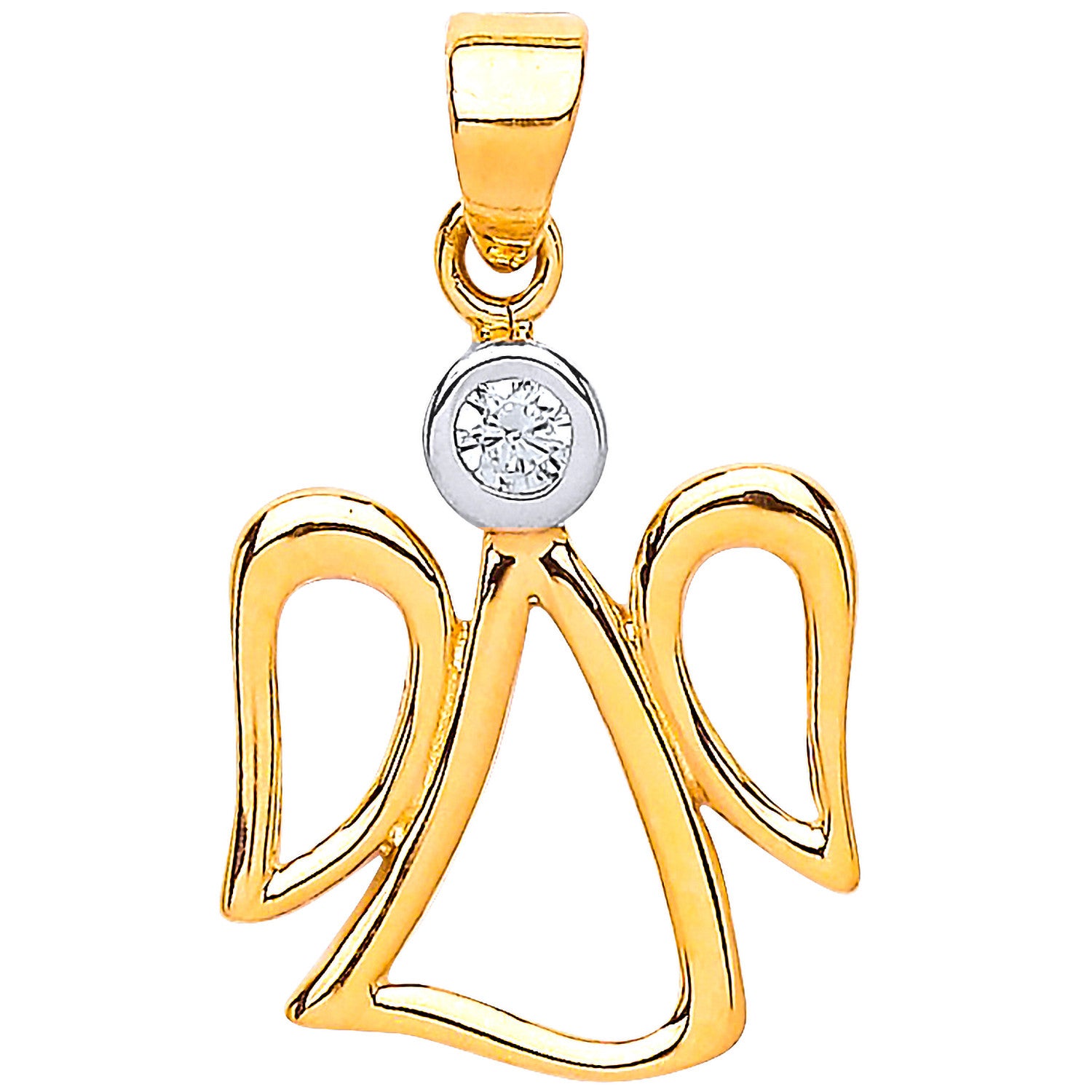 Yellow Gold Cubic Zirconia Angel Pendant - 9ct Gold