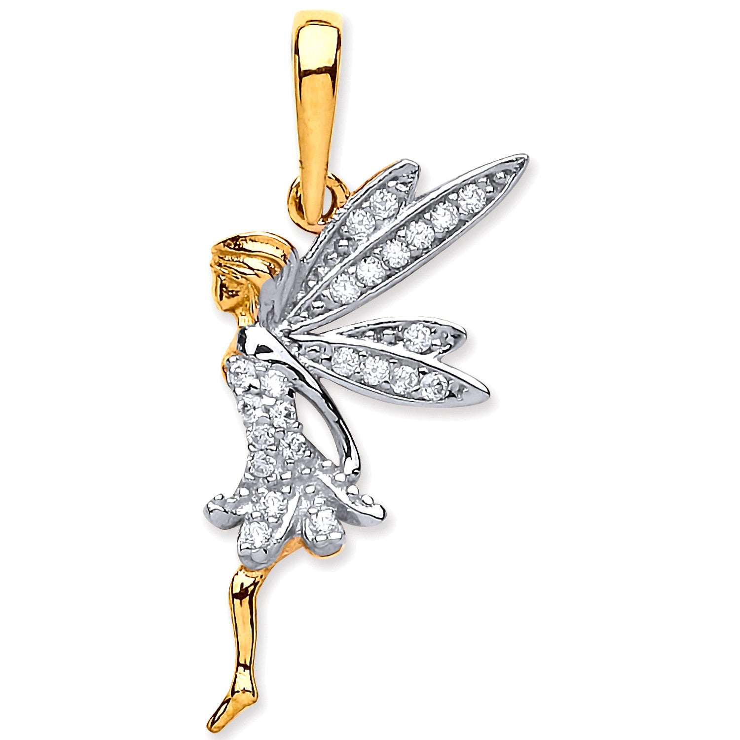 Yellow Gold Cubic Zirconia Fairy Pendant - 9ct Gold
