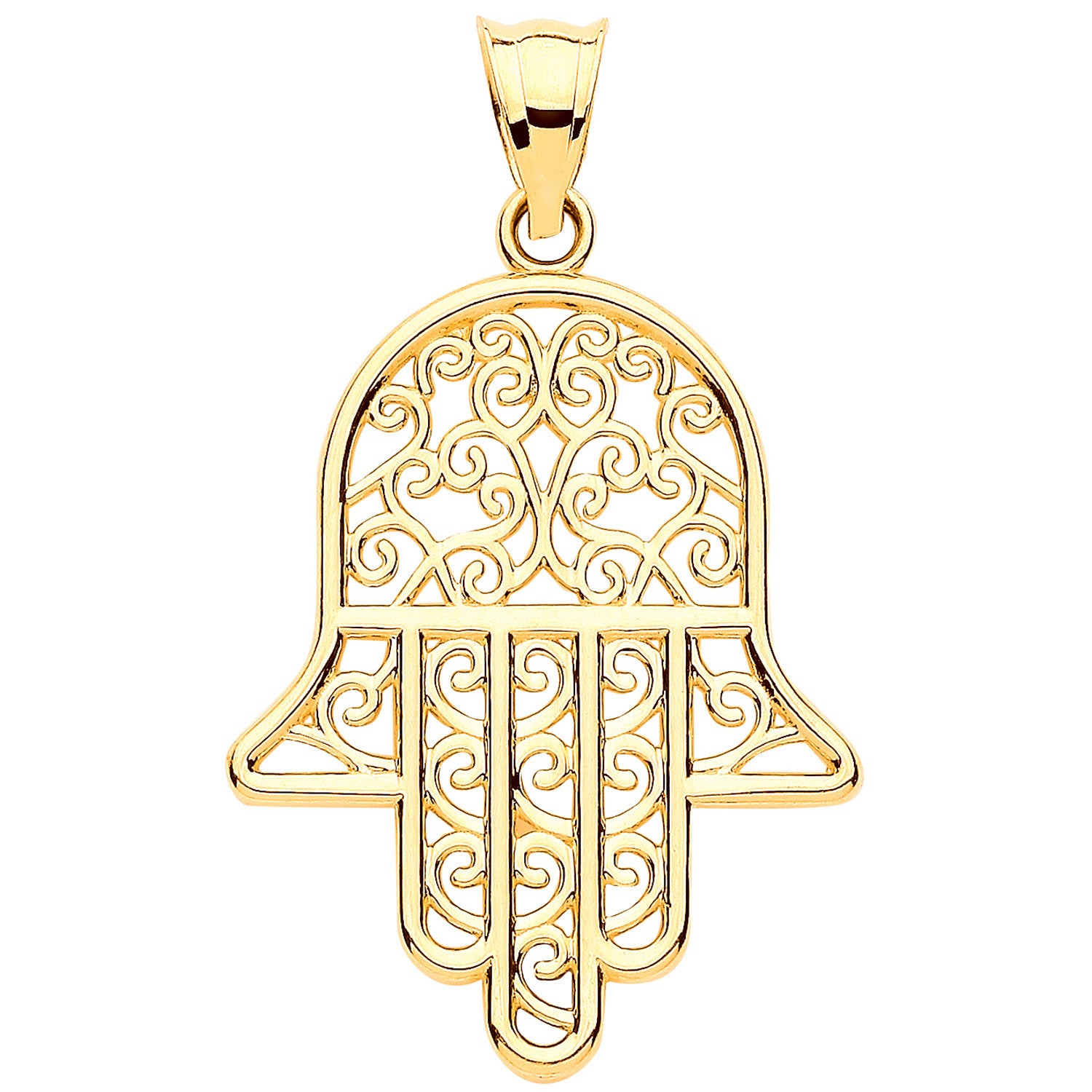 Yellow Gold Filigree Hamsa Pendant - 9ct Gold