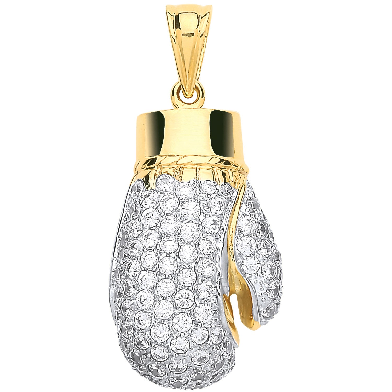 Yellow Gold Cubic Zirconia Hollow Large Boxing Glove Pendant - 9ct Gold