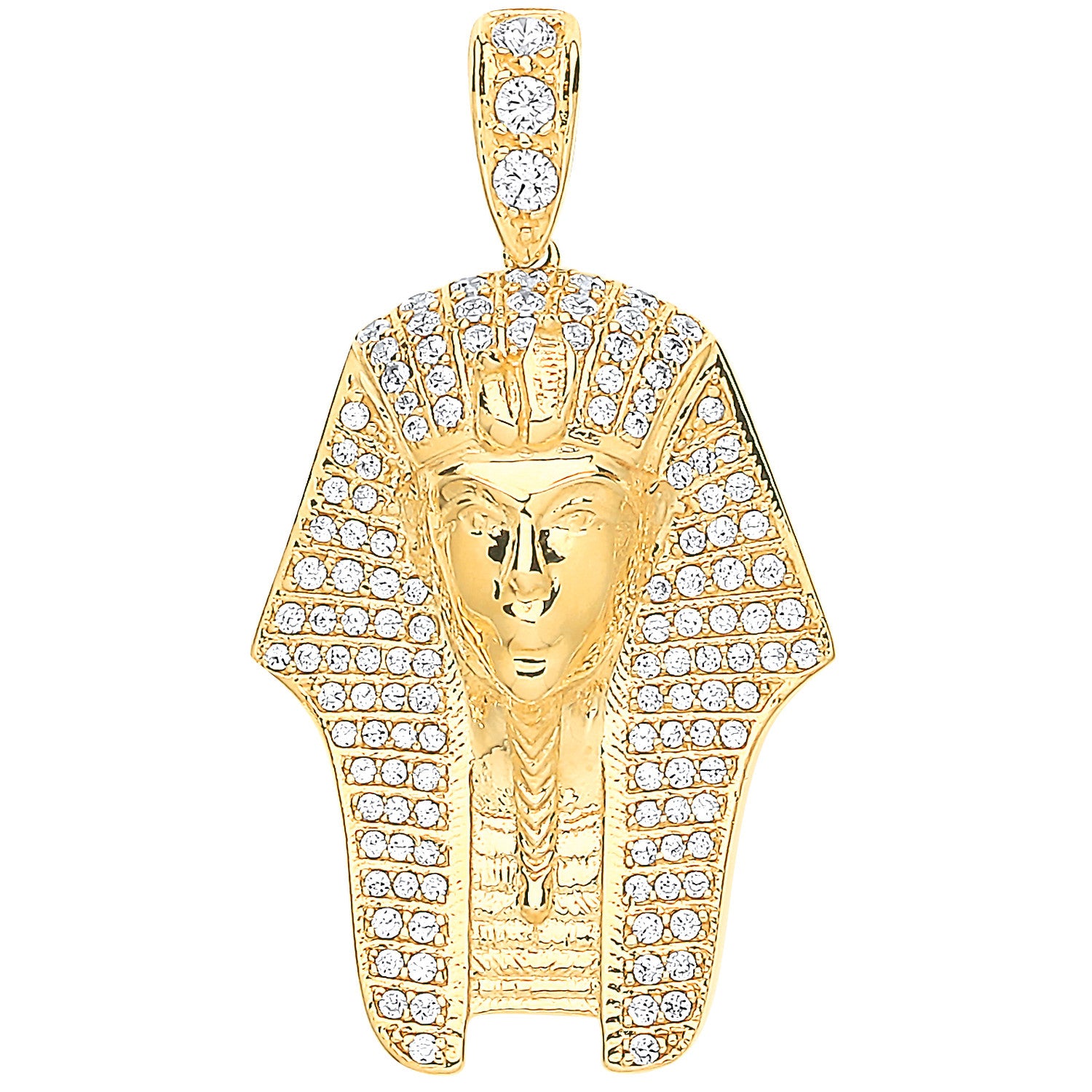Yellow Gold Cubic Zirconia King Tutankhamun Pendant - 9ct Gold