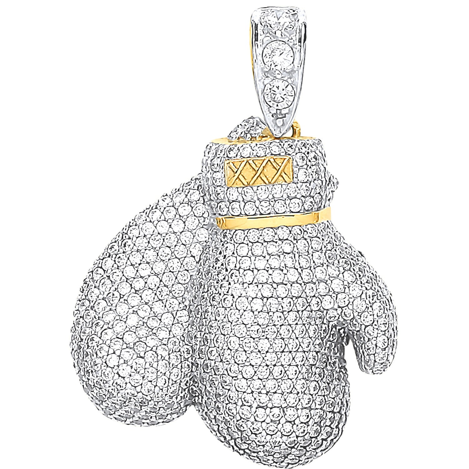 Yellow Gold Large Cubic Zirconia Boxing Gloves Pendant - 9ct Gold