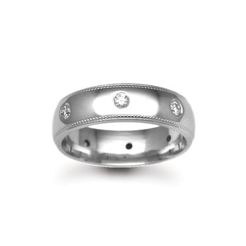 Platinum Natural Diamond 16pts Rubover set Wedding Ring
