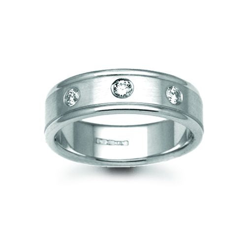 Platinum Natural Diamond 6pts Rubover set Wedding Ring
