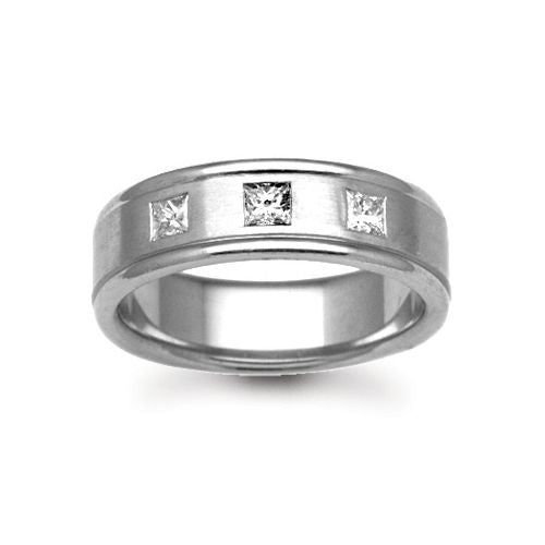 Platinum Natural Diamond 12pts Rubover set Wedding Ring