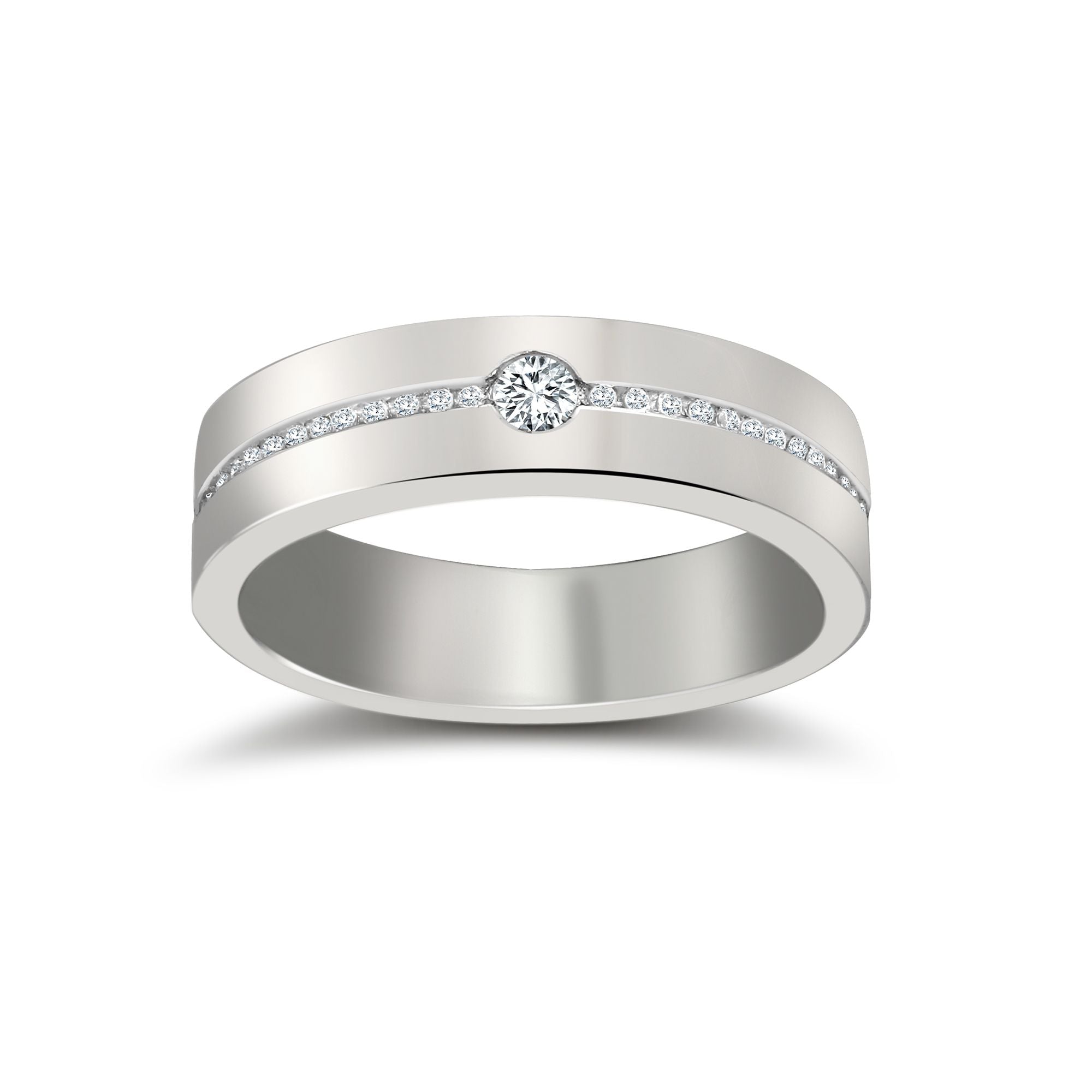 Platinum RBC Flat Court Natural Diamond Wedding Band Half Set - 5mm - 30pts