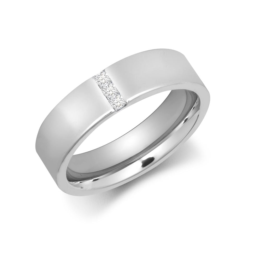 Platinum Natural Diamond 15pts Rubover set Wedding Ring