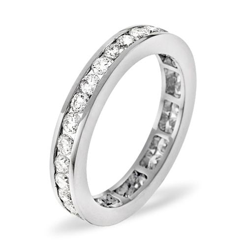 Platinum Channel Set Full Eternity Ring Natural Diamond VS