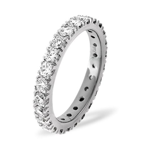 Platinum Claw Set Full Eternity Ring Natural Diamond 2.00ct H Si
