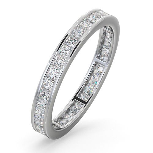 Platinum Channel Set Princess Cut Full Eternity Ring Natural Diamond VS