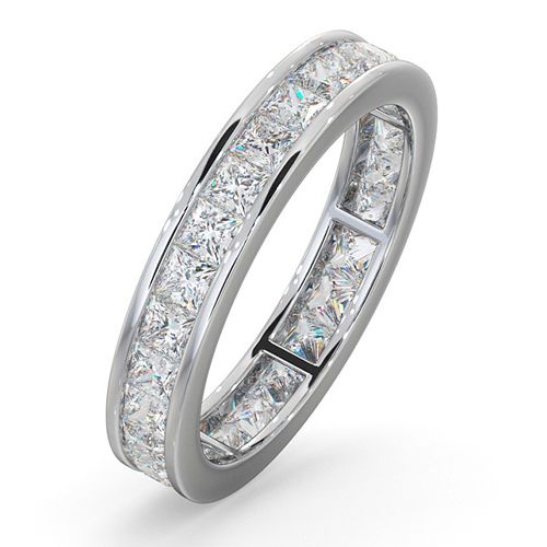 Platinum Channel Set Princess Cut Full Eternity Ring Natural Diamond 2.00ct G VS