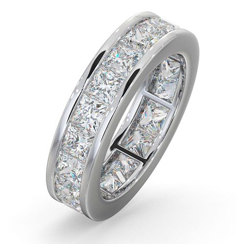Platinum Channel Set Princess Cut Full Eternity Ring Natural Diamond 5.00ct G VS