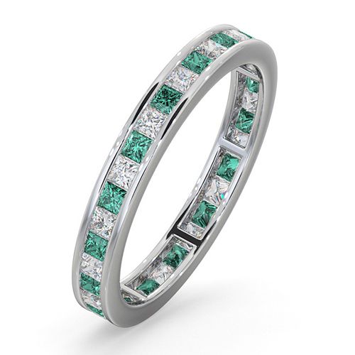 Platinum Channel Set Princess Cut Full Eternity Ring Natural Diamond Em 0.65ct VS