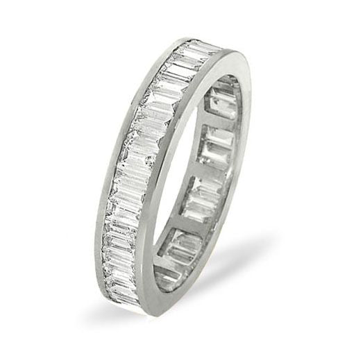 Platinum Channel Set Full Eternity Ring Baguette Natural Diamond VS