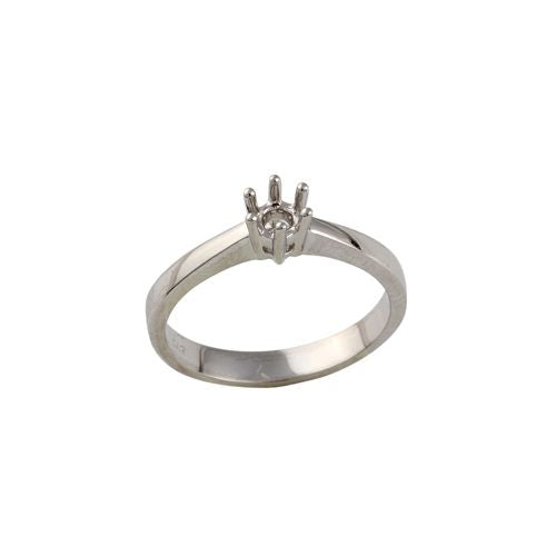 Platinum 4mm Round Solitaire 6 Claw Ring Mount