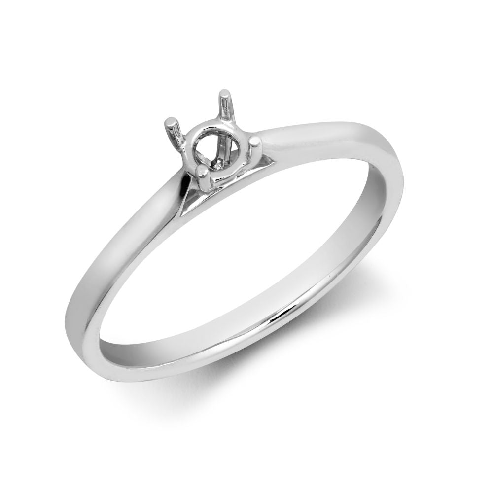 Platinum Round Solitaire 4 Claw Plain Wed-fit Ring Mount