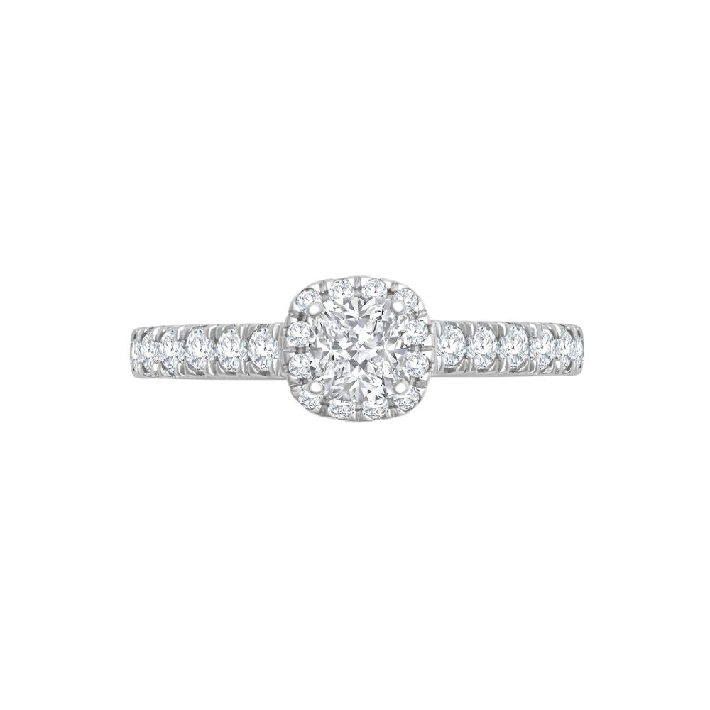 950 Platinum Gold Natural Diamond Micro-set Cushion-shaped Halo and Shoulders Wed-fit Ring Mount + 0.25ct Diamond
