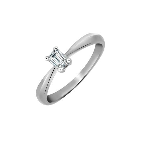 Platinum 25pts Emerald Cut Solitaire Dia Ring