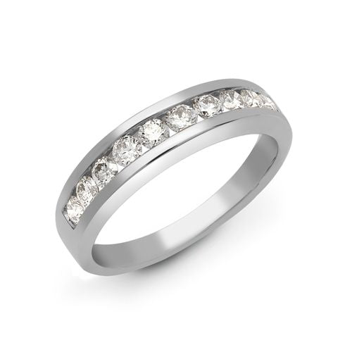 Platinum Channel Set Round Brilliant Cut Natural Diamond Half ET Ring