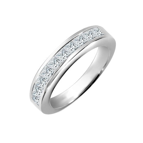 Platinum Channel Set P.Cut Dia Half ET Ring