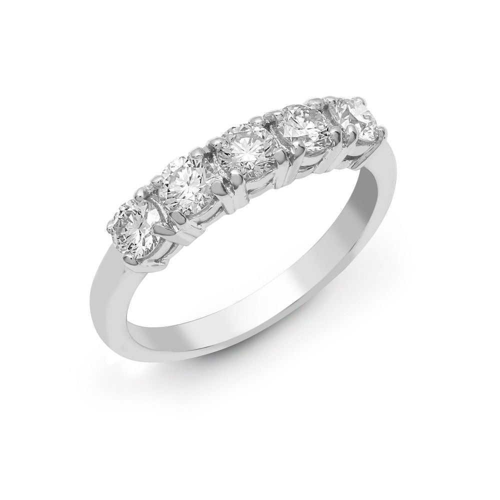 950 Platinum Natural Diamond 5 stone Ring
