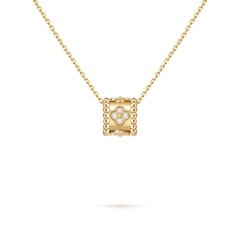 Van Cleef & Arpels Perlée Diamond Clovers Pendant 18K Yellow Gold