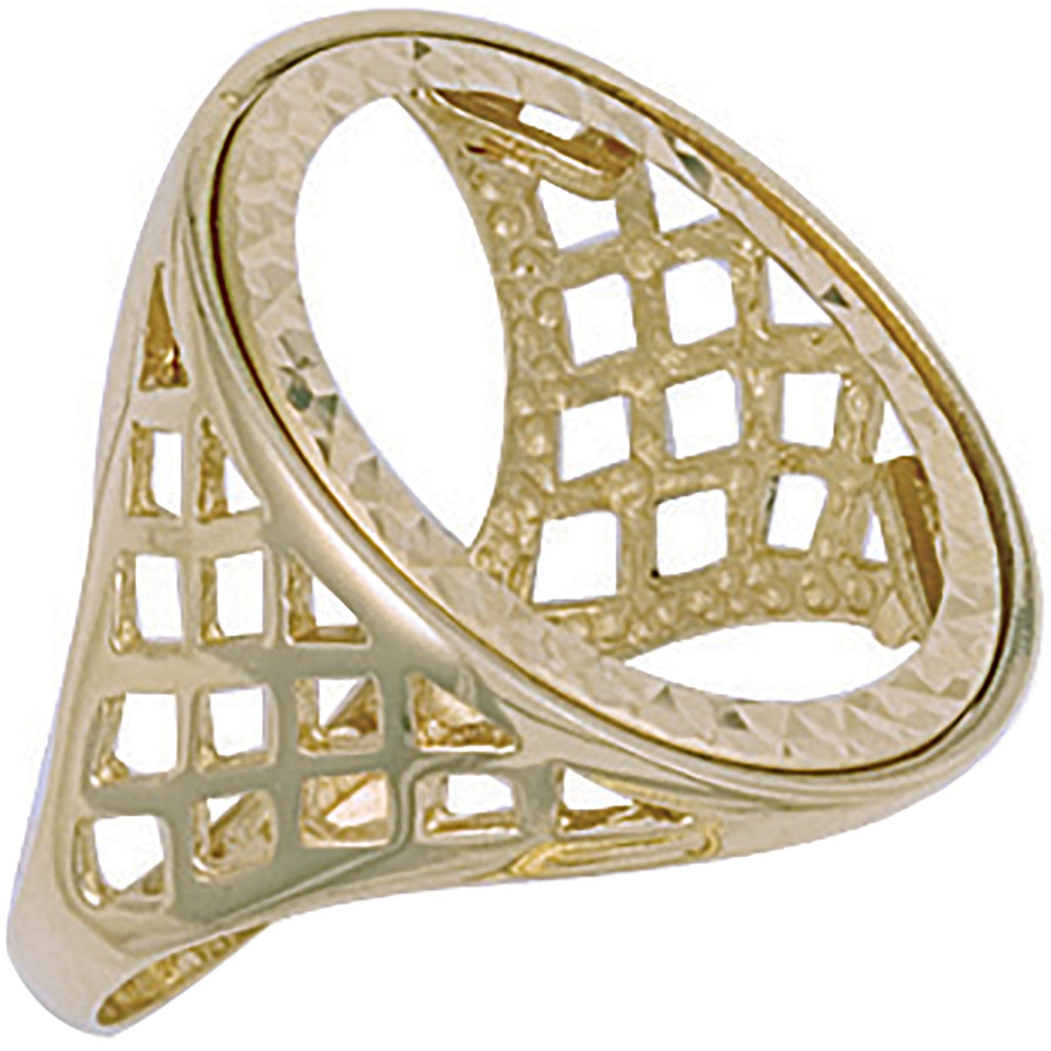 Yellow Gold (Full) Basket Sides Sovereign Ring