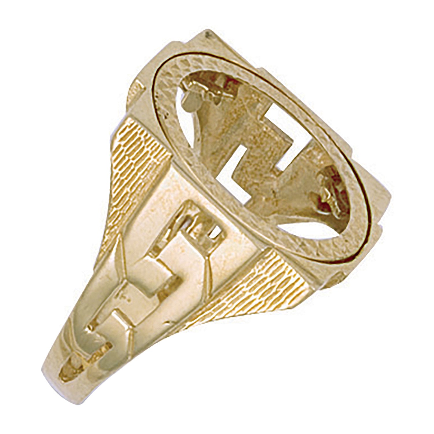 Yellow Gold (Half) Square Top ID Sides Sovereign Ring - 9ct Gold