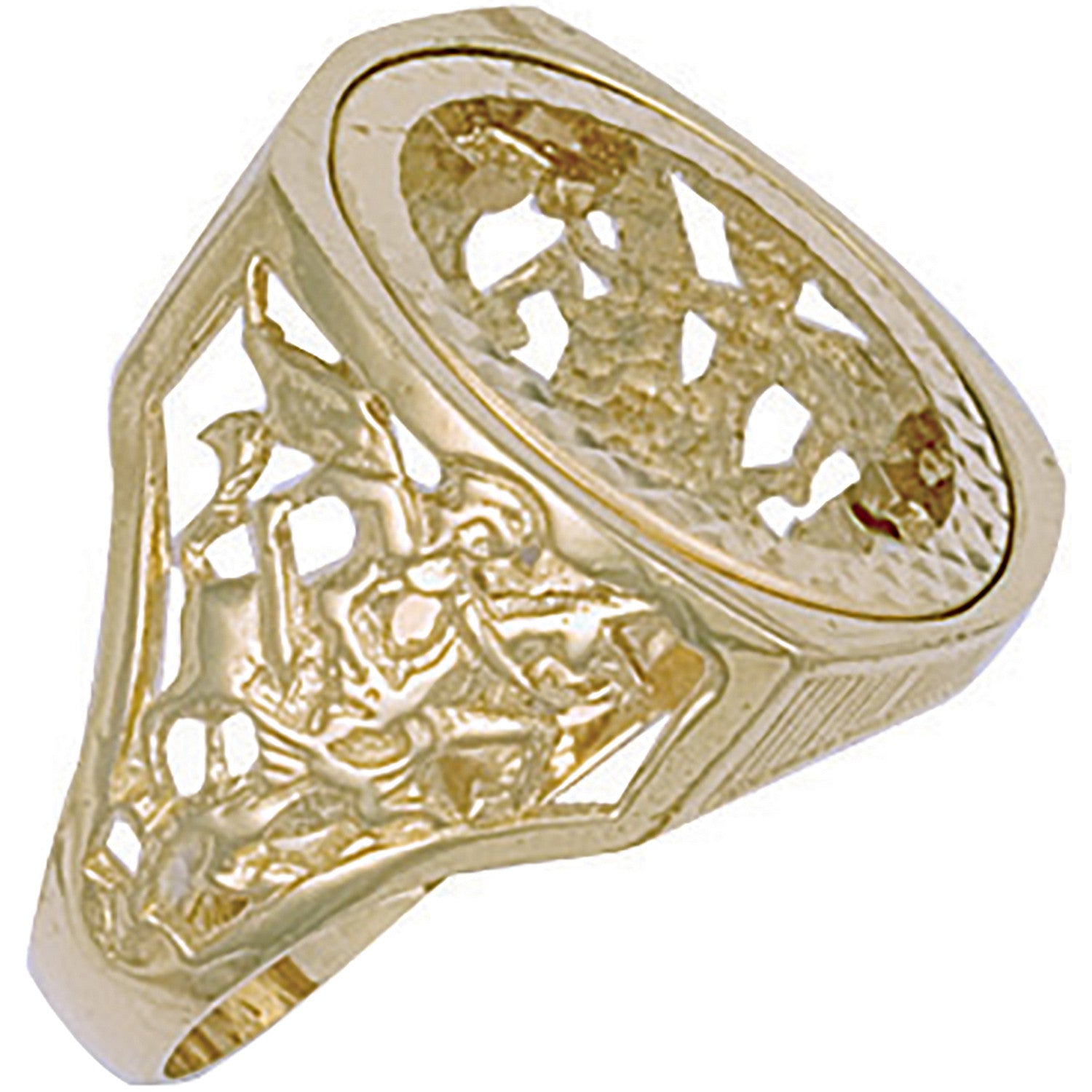 Yellow Gold (Full) Square Top George & Dragon Sovereign Ring - 9ct Gold