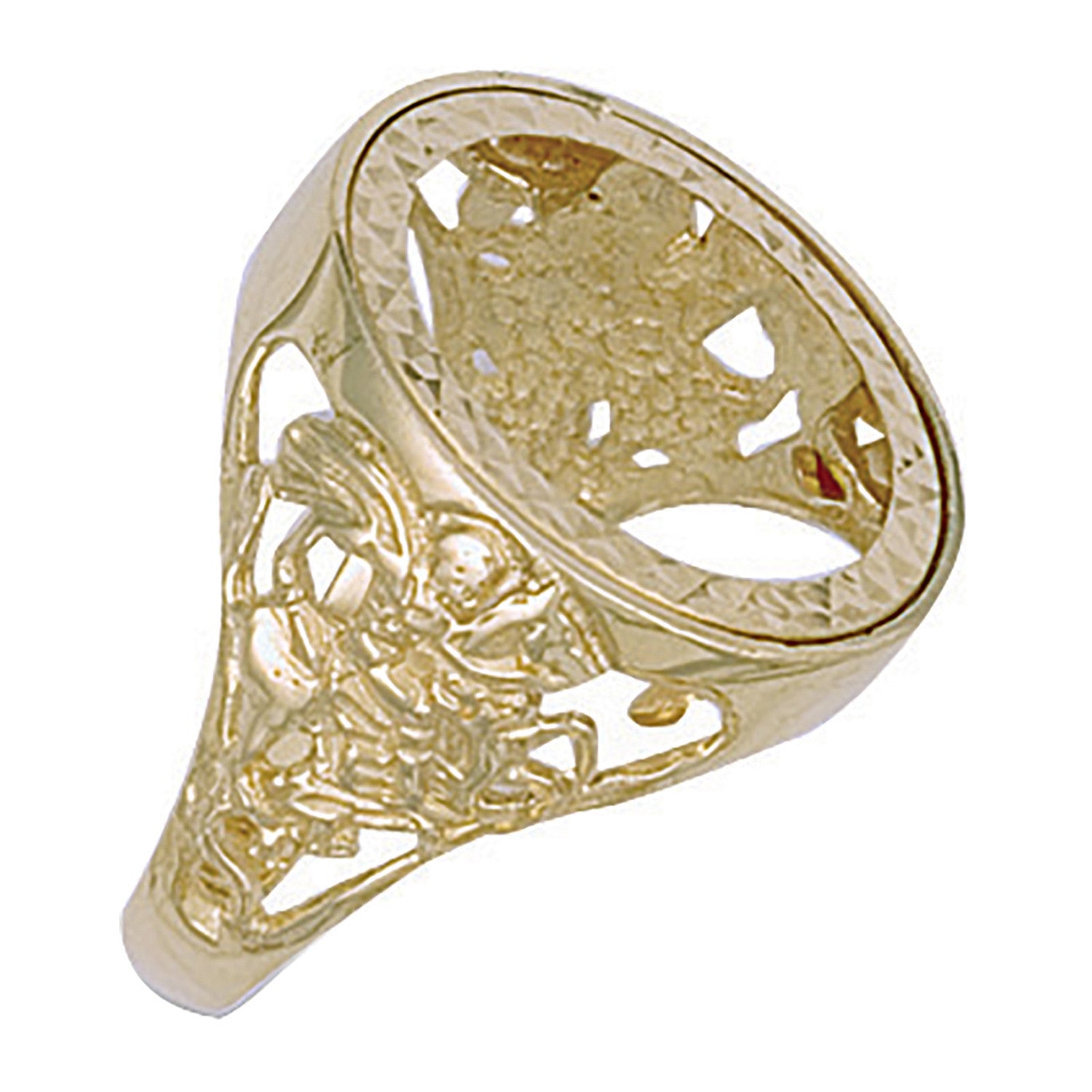 Yellow Gold (Half) George & Dragon Sovereign Ring - 9ct Gold