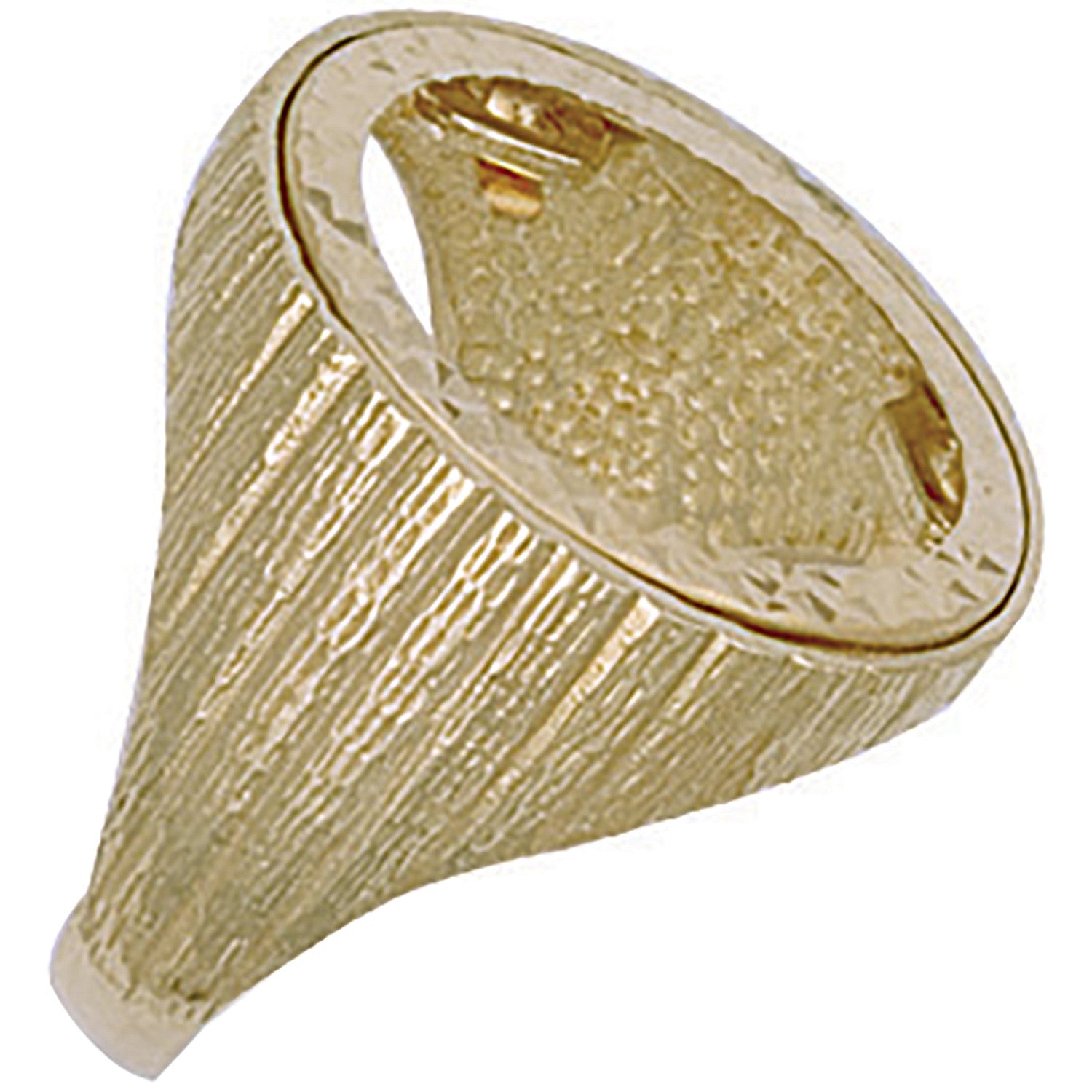 Yellow Gold (Full) Barked Sides Sovereign Ring - 9ct Gold