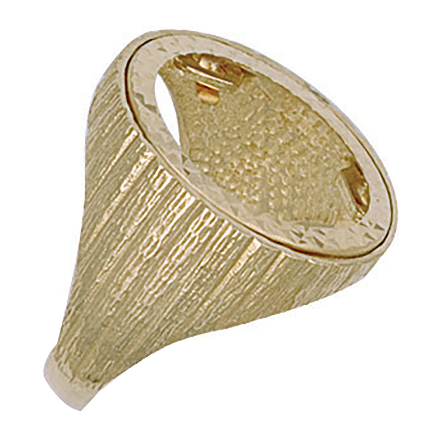 Yellow Gold (Half) Barked Sides Sovereign Ring - 9ct Gold