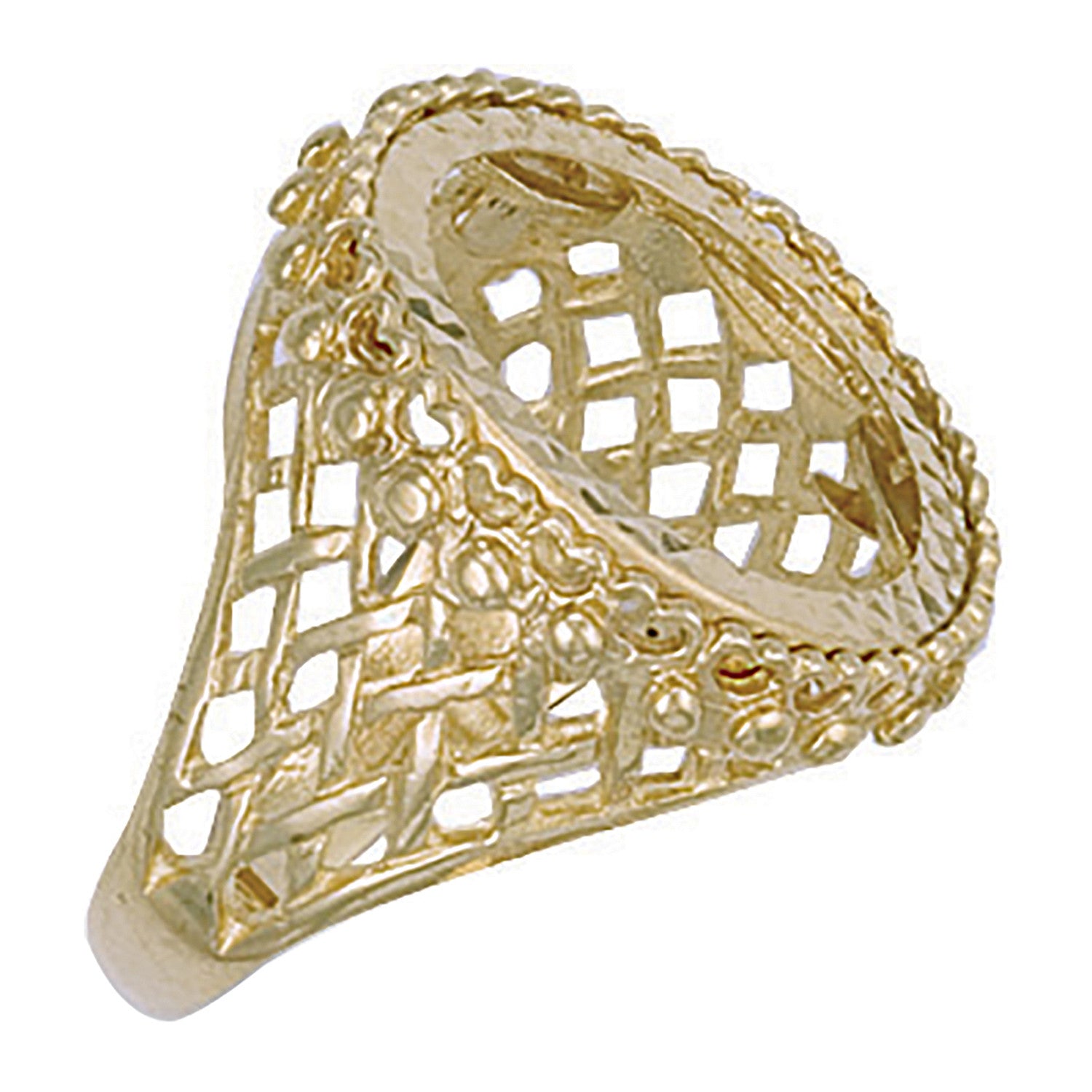 Yellow Gold (Half) Basket Side Sovereign Ring - 9ct Gold
