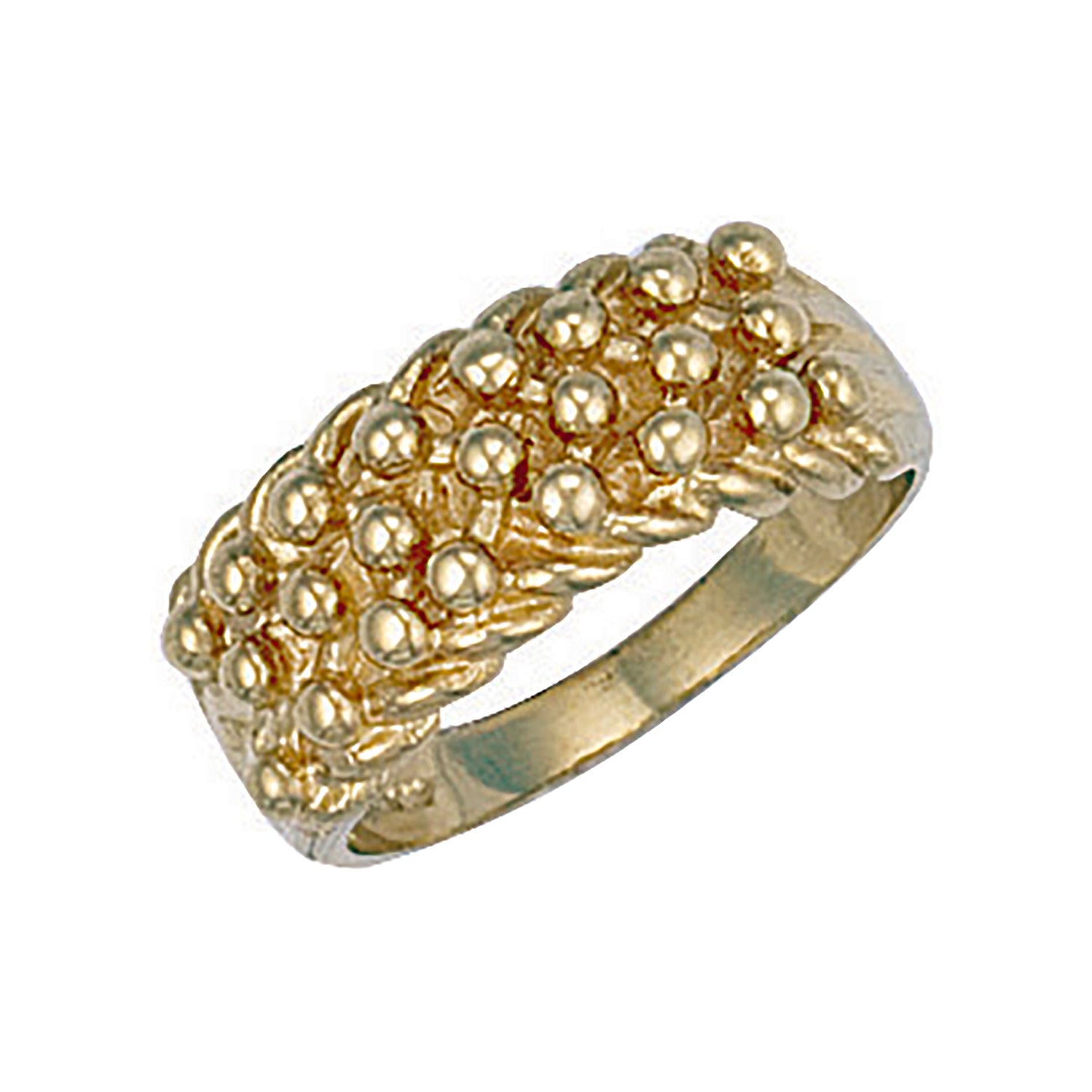 Yellow Gold Woven Back 3 Row Keeper Ring - 9ct Gold