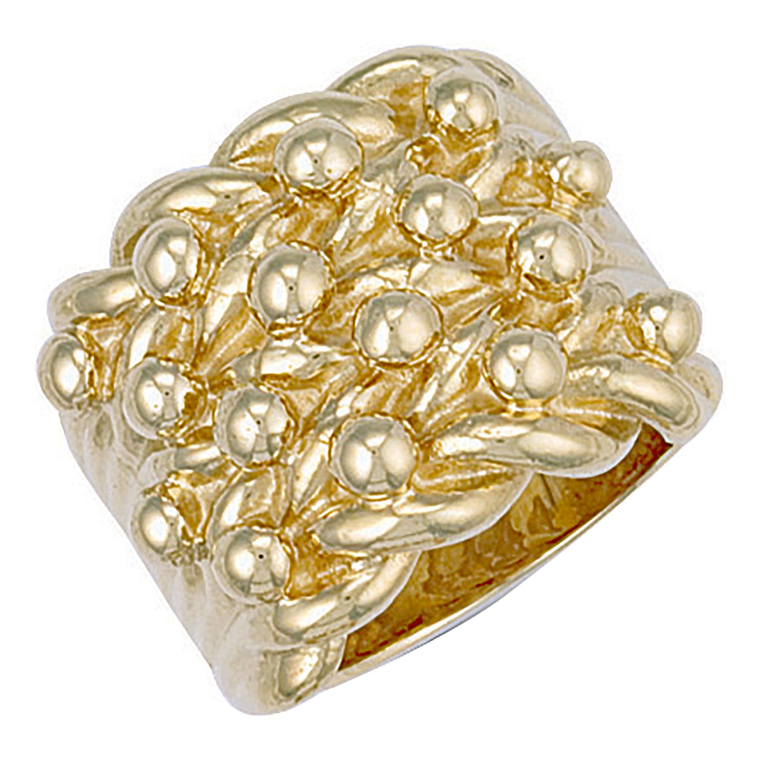 Yellow Gold Woven Back 4 Row Keeper Ring - 9ct Gold