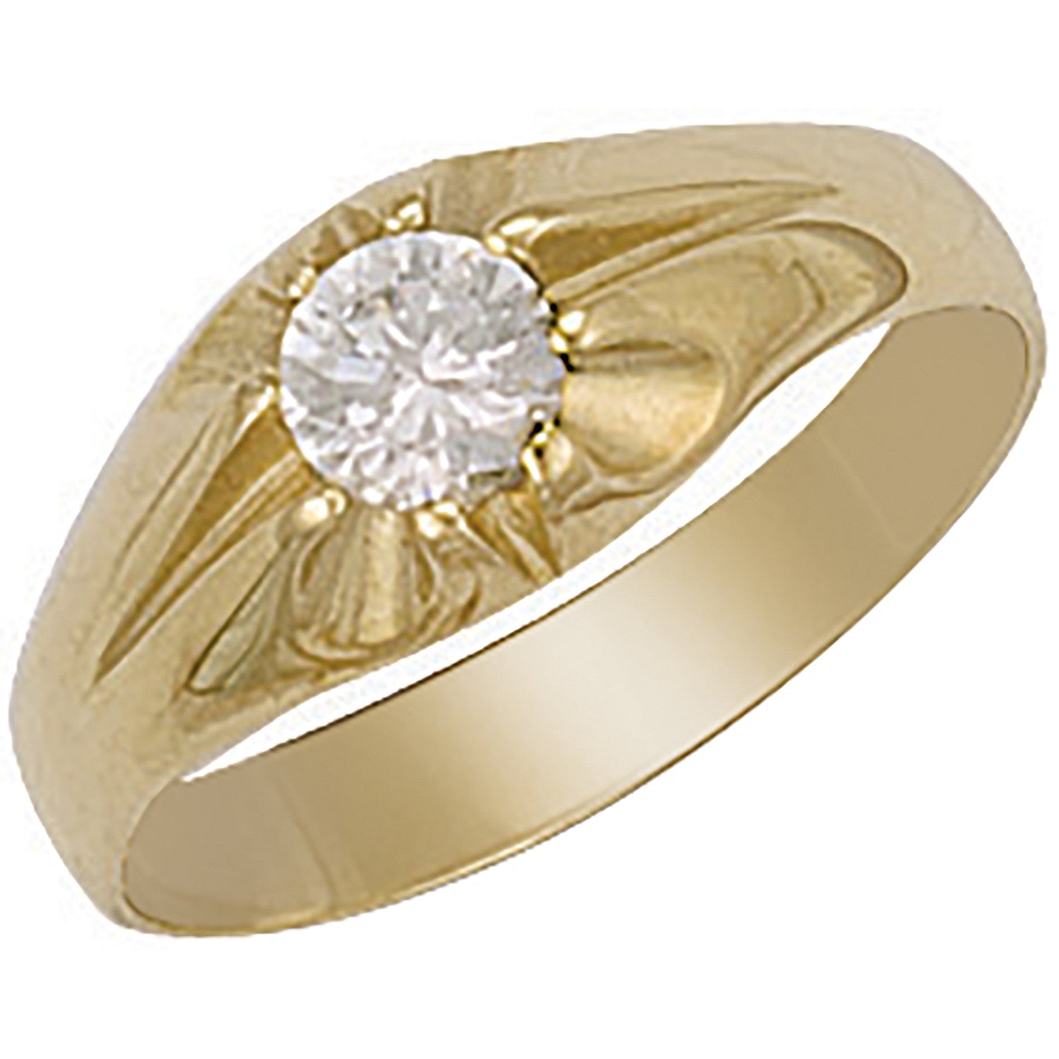 Yellow Gold Cubic Zirconia Gipsy Ring - 9ct Gold