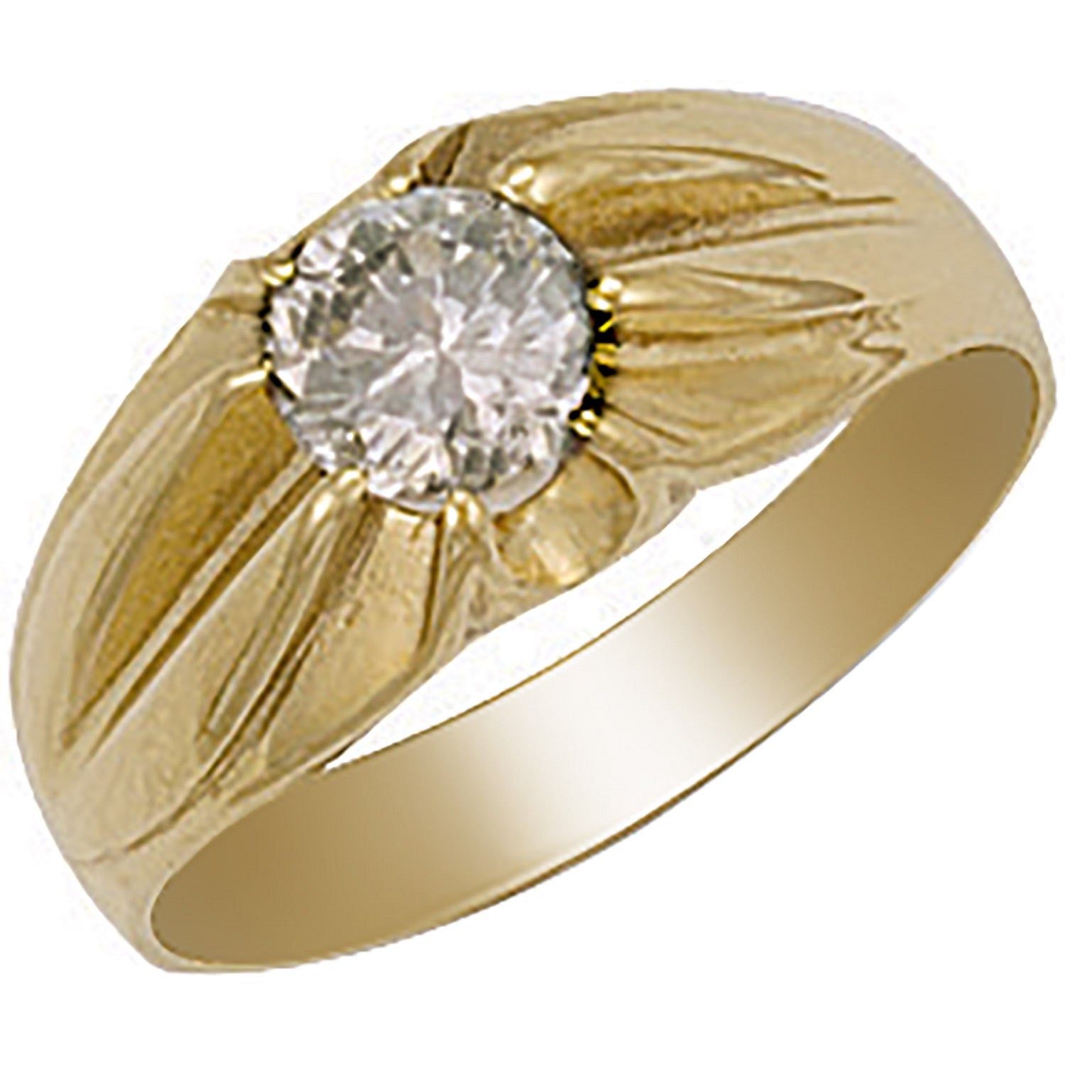 Yellow Gold Cubic Zirconia Gipsy Ring - 9ct Gold