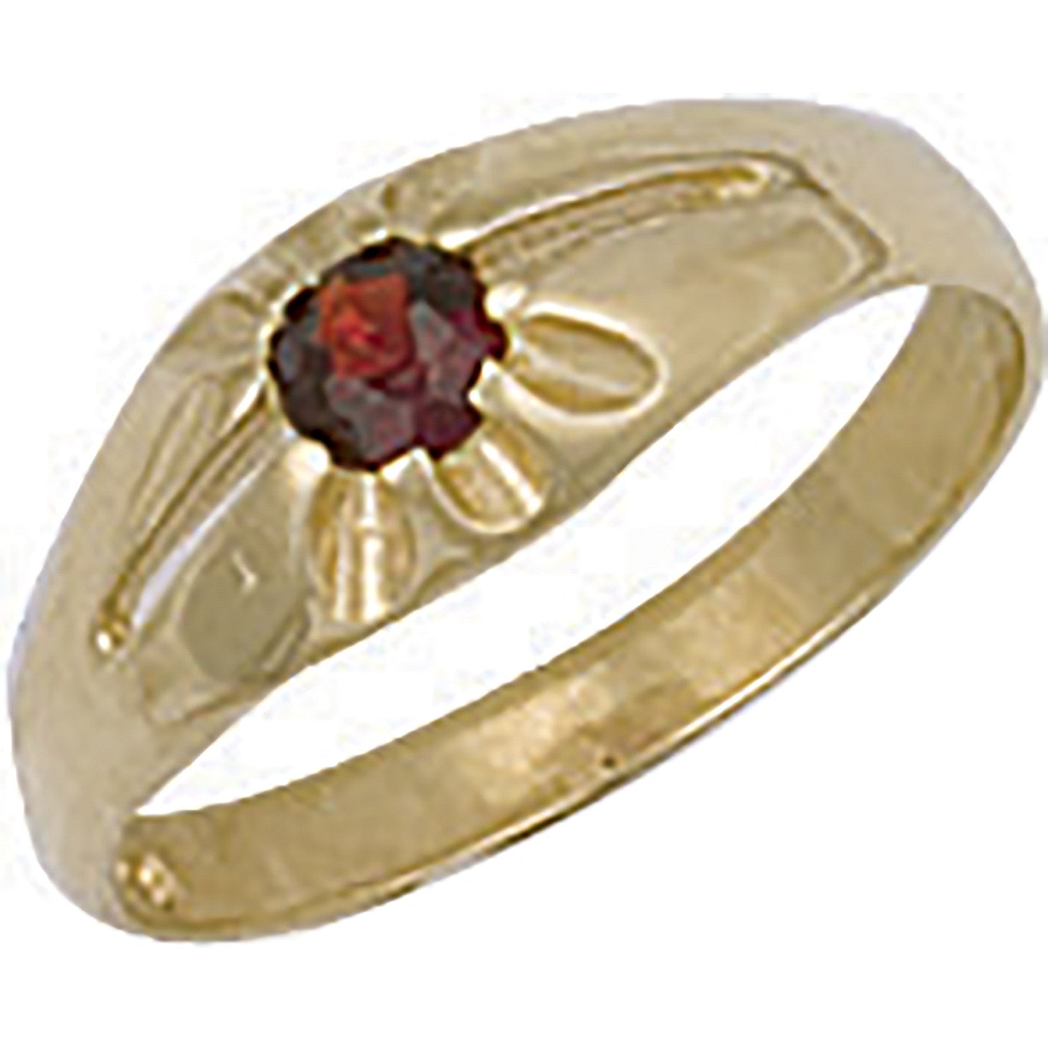 Yellow Gold Garnet Baby Gipsy Ring - 9ct Gold