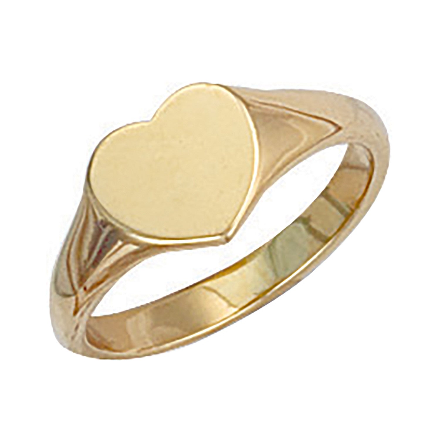 Yellow Gold Heart Plain Maiden Signet Ring - 9ct Gold
