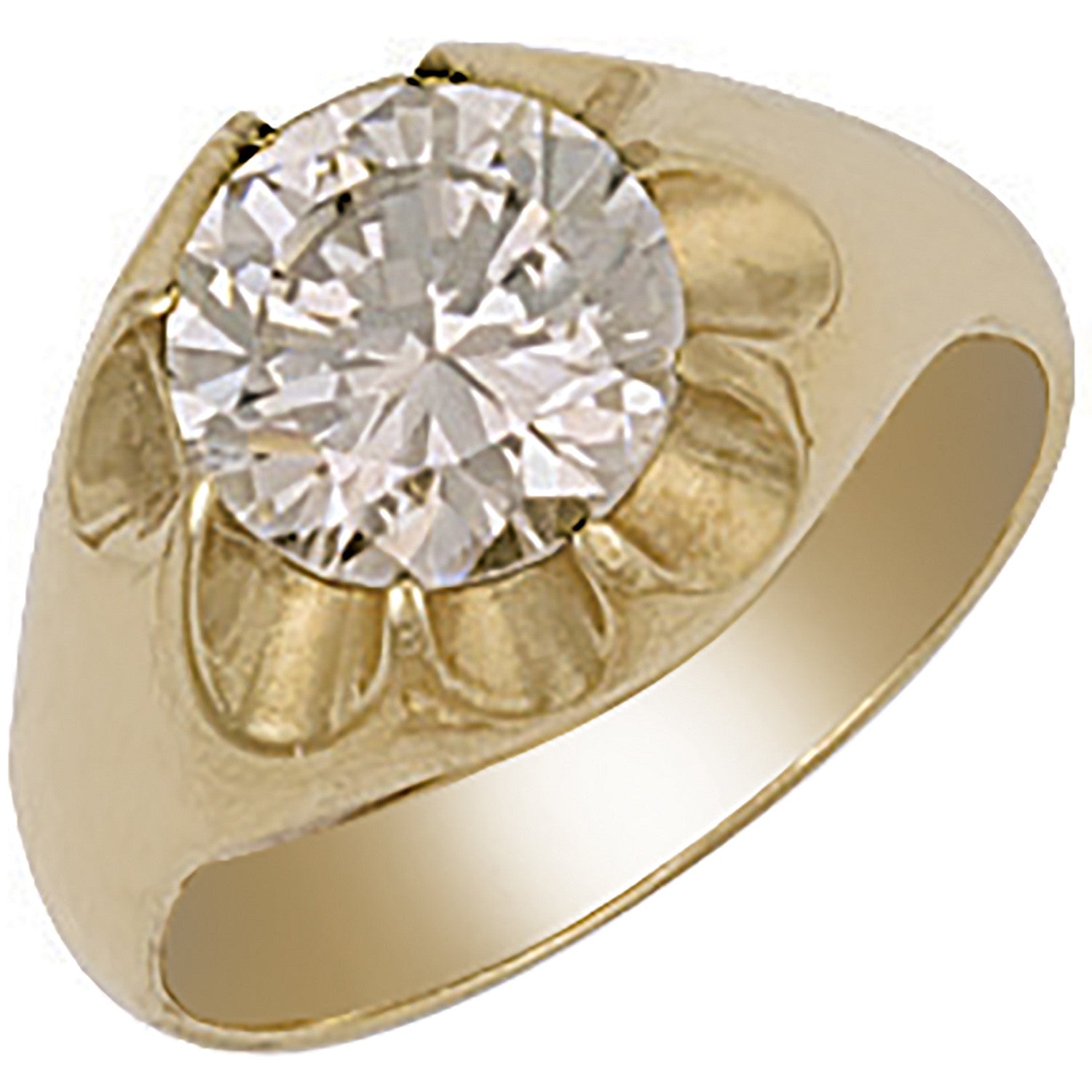 Yellow Gold Cubic Zirconia Gipsy Ring - 9ct Gold