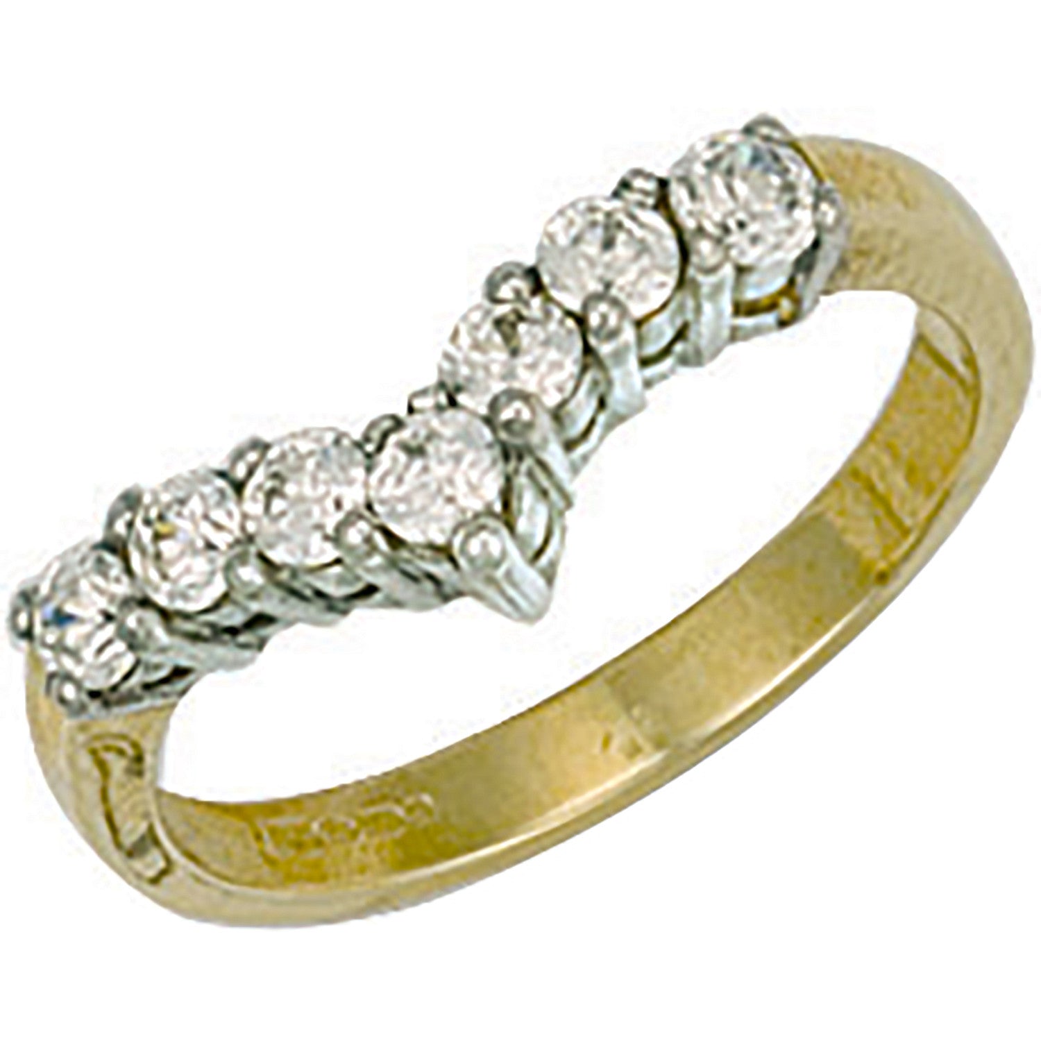 Yellow Gold Cubic Zirconia Wishbone Ring - 9ct Gold
