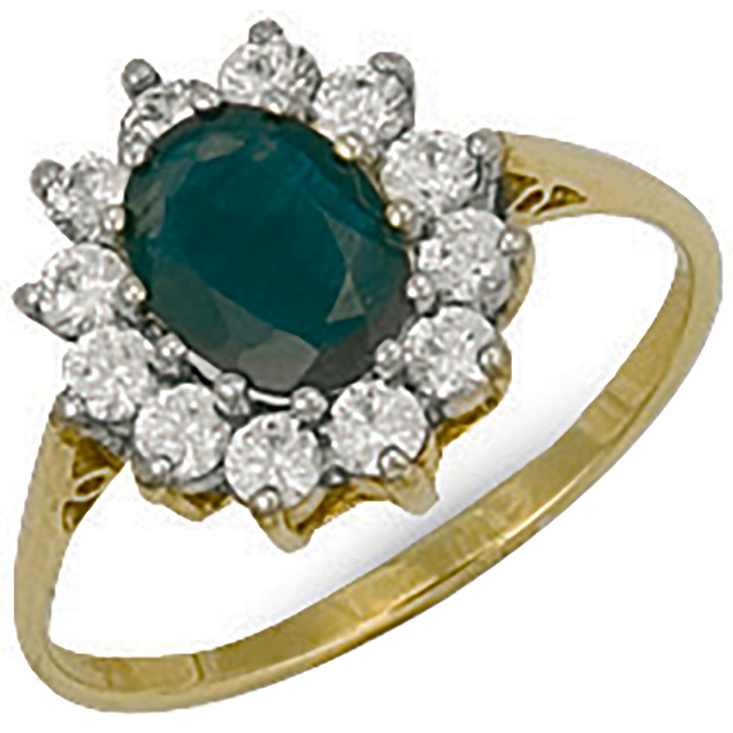 Yellow Gold Cubic Zirconia Cluster Ring - 9ct Gold