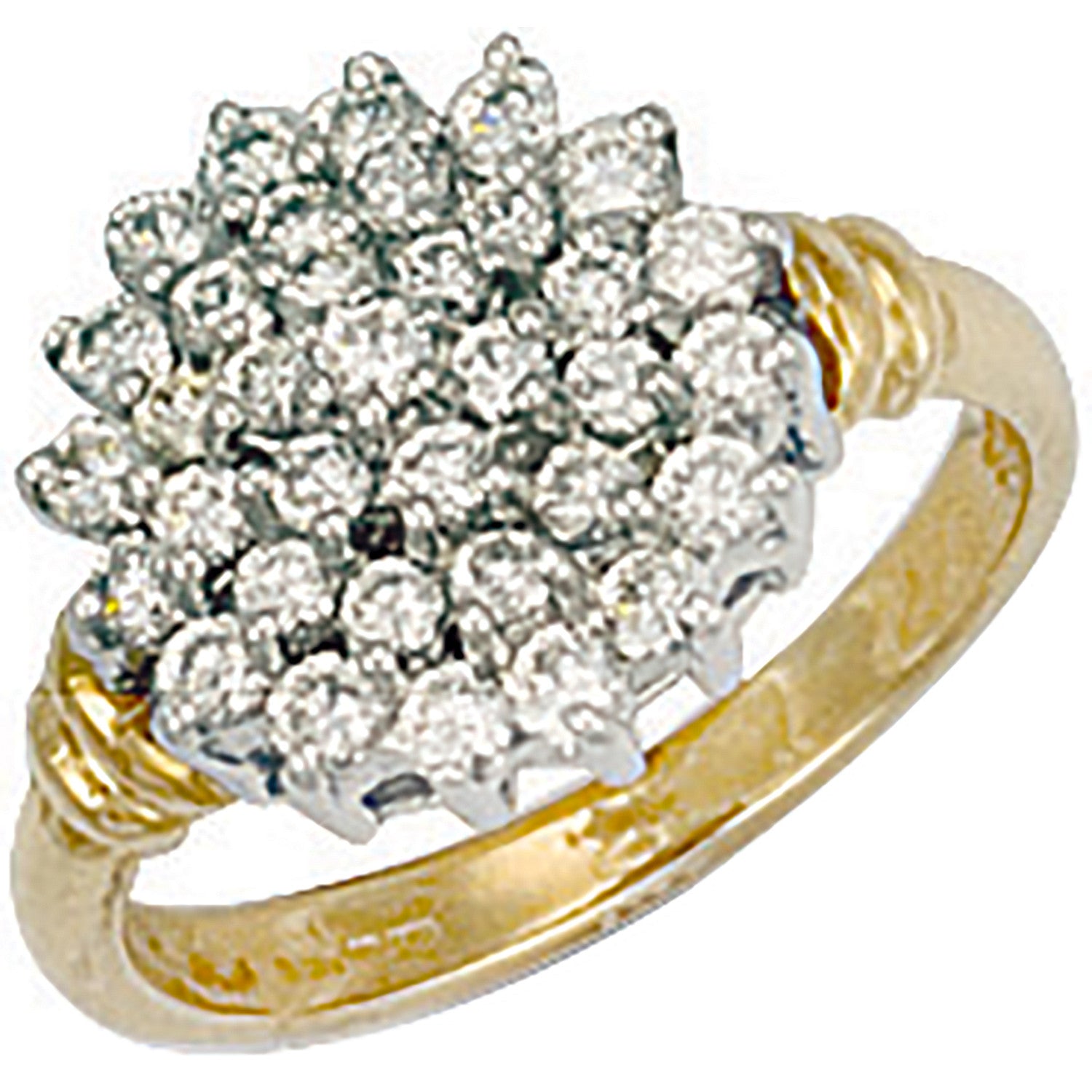 Yellow Gold Cubic Zirconia Cluster Ring - 9ct Gold