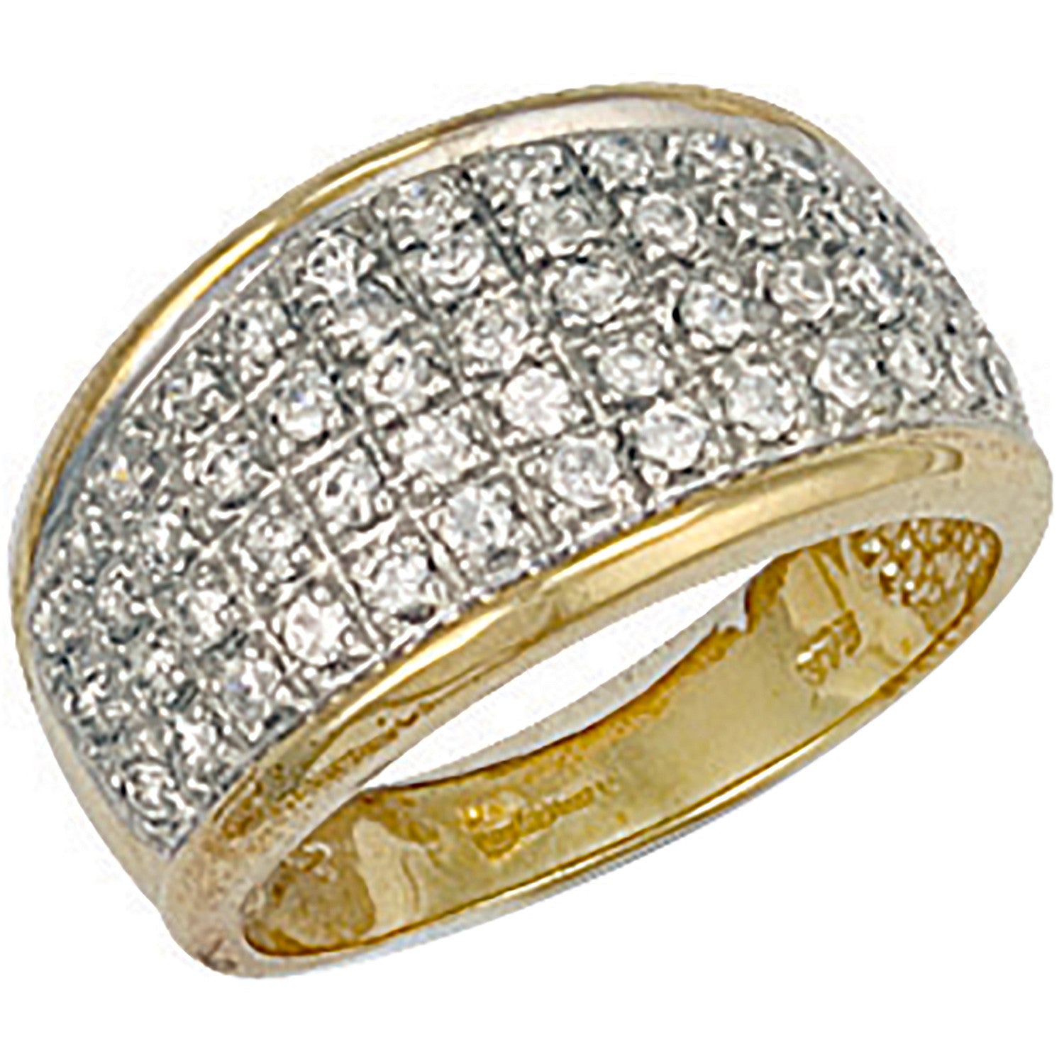 Yellow Gold Cubic Zirconia Bombay Ring - 9ct Gold